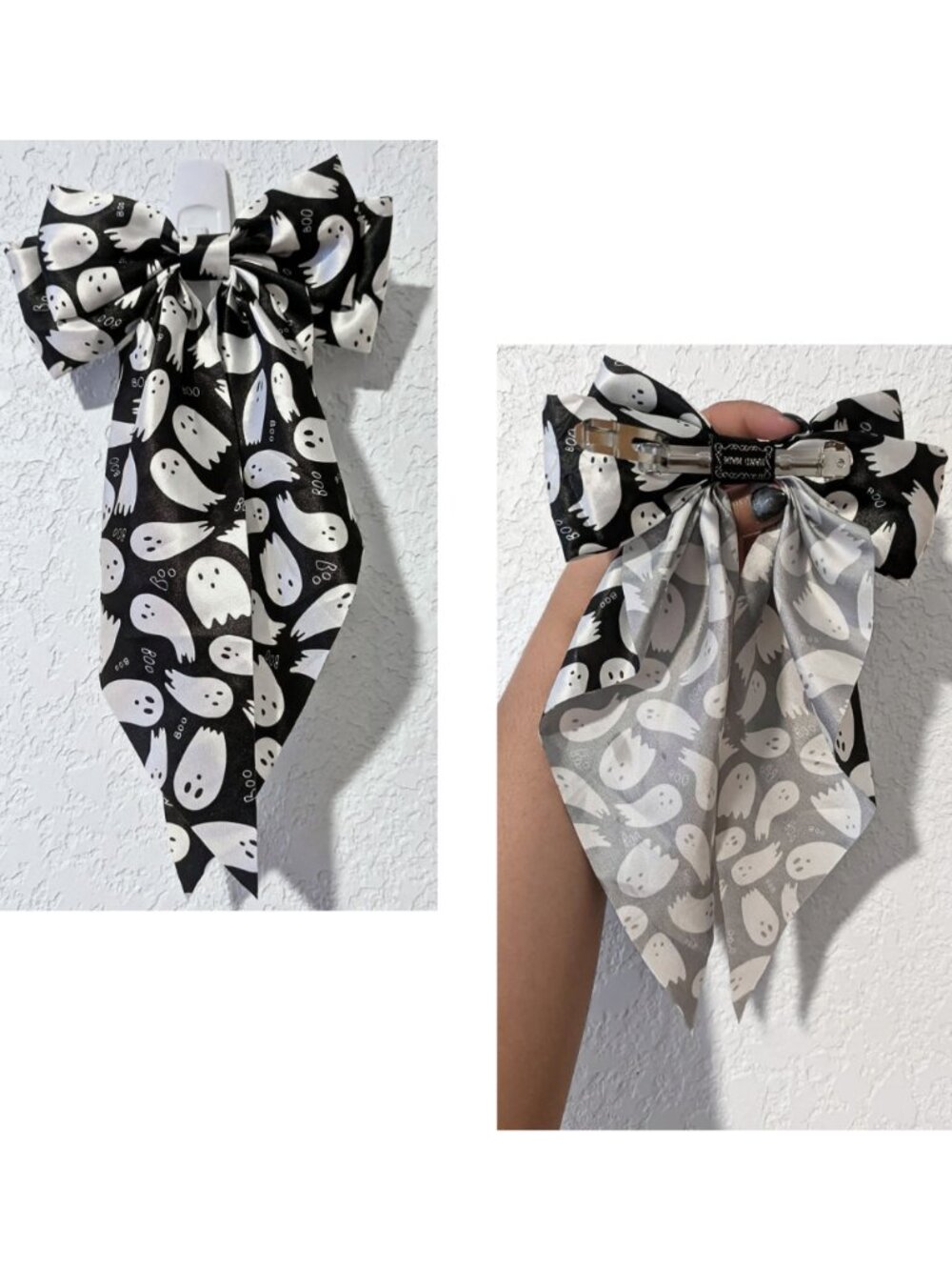 NWT Spooky Ghost Halloween Oversized Bow Hair Clip Gothic Lolita Emo Kawaii
